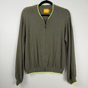 WISPR Sweater Women's Large Green Cotton Long Sleeve Classic Knitted Zip-Up